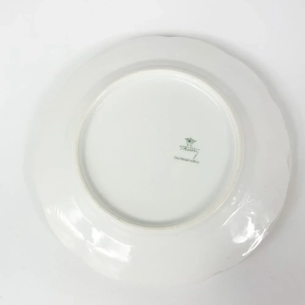 Tk Thun Czechoslovakia Floral & Butterfly Plates W/ Basket Weave Border Set Of 6